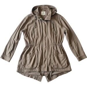 Jade & Ivory Womens M Utility Anorak‎ Jacket Lightweight Hooded Tan Beige Gray